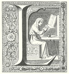 Medieval Scribe at Work by French School