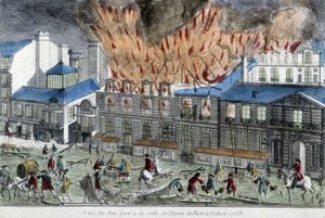 Men trying to quench the fire of the Paris opera in 1763 by French School
