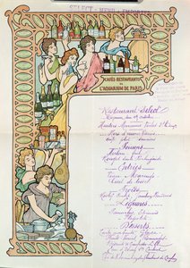 Menu from the Cafe Restaurants from the Aquarium de Paris