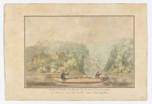 Micmacs in Their Birchbark Canoe; Strait of Canso Between Nova Scotia and the Island of Cape Breton by French School