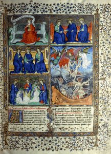 Miniature representing the Kingdom of Heaven before the creation: Sapientia, the Trinity, and the Expulsion of Lucifer from Heaven, c.1410 by French School