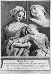 Miraculous healing of a blind woman, Marie Carteri, on the tomb of Deacon Francois de Paris at the parish cemetery Saint-Medard in Paris by French School