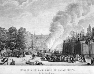 Model of the Pope Burned at the Royal Palace, April 6 by French School