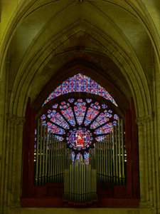 Modern glass in thirteenth-century stonework