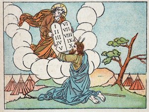 Moses receives the tablets of the law - in 