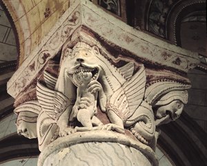 Monster devouring a human, column capital by French School