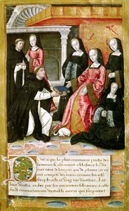 The Author Offering His Book to Anne of Brittany (1477-1514) from Vie des Femmes Celebres, c.1505