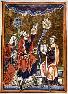 Ms 1186 f.1, The Astronomer, the Clerk and the Computist, facsimile of a miniature taken from the Book of Psalms (Psalter) of St. Louis and Blanche de Castile by French School