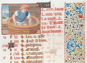 September: Trampling Grapes, from a Book of Hours by French School