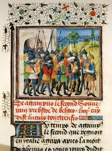 An Army on Campaign, from the Histoire des Nobles Princes de Hainaut, by Jacques de Guise by French School