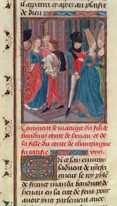 Marriage of Baldwin VI and Marie, Daughter of the Count of Champagne, from the Histoire des Nobles Princes de Hainaut, by Jacques de Guise by French School