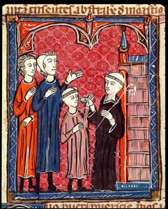 A Child Brought to a Monastery by his Parents, from Decrets de Gratien