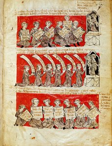 Scenes of the lives of the students of the College of Hubant or the College of the Blessed Virgin in Paris, from the Statutes of the College of Hubant, 1387