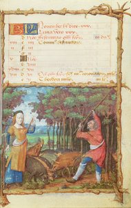 The Month of November: Gathering Acorns, from a Book of Hours by French School