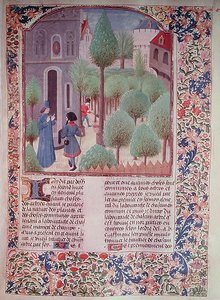 Planting Trees, from Livre des Prouffitz Champestres by Pietro de Crescenzi (1230-1320) by French School