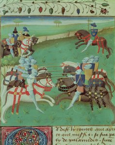 Teaching Knights to Joust, from Roman du Saint Graal