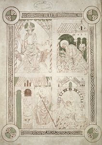 St. Augustine at the Feet of Christ and the Scribe Alardus Offering his Book to St. Vaast, frontispiece to Confessions by St. Augustine