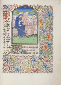 The Flight of the Holy Family, from the Besancon Book of Hours by French School