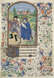 The Flight into Egypt, from Glasgow Hours, c.1450-60 by French School