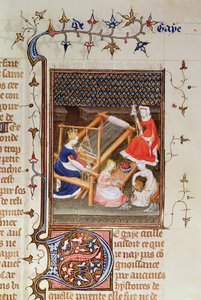 Tanaquil weaving, from De Claris Mulieribus, from the Works of Giovanni Boccaccio