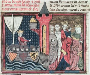 Baldwin I Crossing the River Jordan and Renouncing his Wife, from Le Roman de Godefroi de Bouillon, 1337