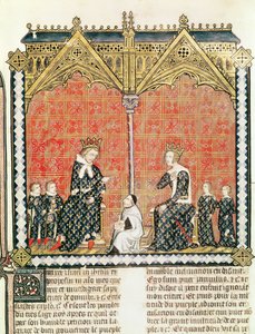 King Charles V and Jeanne de Bourbon with their children, from the Rational des divins offices by Guillaume Durand, 1374