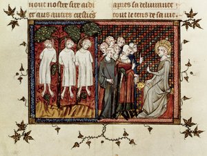 St. Louis pronouncing judgement and condemning Enguerrand de Coucy for hanging three young noblemen, from Life and Miracles of St. Louis