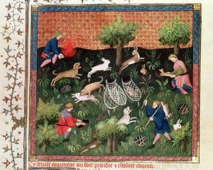 Hunting hares, from the Livre de la Chasse by Gaston Phebus de Foix, late 15th century