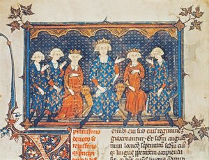 Philip IV (1268-1314) of France with his four children and brother Charles of Valois
