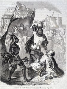 Murder of the Duke of Burgundy on the bridge of Montereau in 1419 - in “Histoire de France” by L.-P. Anquetil by French School
