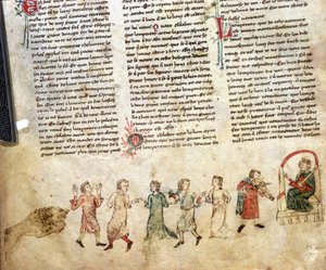 Music and dance at the court of King Arthur (in his presence)