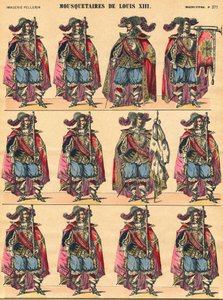 Musketeers of Louis XIII, Descriptive Plate. Imaging of Epinal by French School