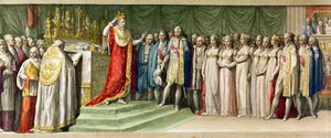 Napoleon Bonaparte Crowning himself with the Iron Crown of the Lombards at Milan by French School