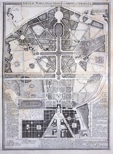 New Plan of the Town, Castle and Gardens at Versailles, from Les Plans, Profils et Elevations des Villes et Chateau de Versailles