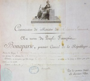 Nomination of Charles Maurice de Talleyrand-Perigord to the position of Foreign Minister, c.1797