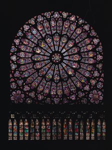 North transept rose window depicting the Virgin and Child in the centre surrounded by Old Testament characters, designed c.1250 by French School