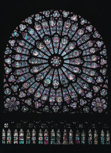 North transept rose window depicting the Virgin and Child in the centre surrounded by Old Testament characters, c.1250 by French School