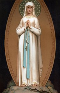Notre Dame de Lourdes: Representation of the Virgin Mary as it Appeared to Bernadette Soubirous in the Cave of Lourdes in 1858 by French School