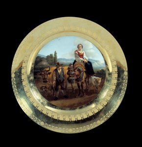 Plate of the Service of Prince Eugene: Bergere in a Landscape Near Siena by French School