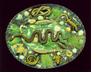 Oval Dish With Fish And Reptiles, reproduction of Bernard Palissy ware