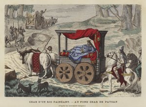 Ox Cart Carrying a Reclining King by French School