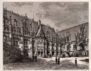 Palais de justice de Rouen former parliament of Normandy - engraving in France illustree: geography, history, statistical administration by V.A. Malt-Brown. 1884 by French School