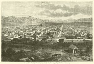 Panorama of the City of the Great Salt Lake (City of the Saints) (engraving) by French School