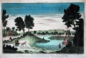 Panoramic view of the river and island of Cayenne, French Guyana by French School