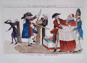 Patriot Scans: Commissioners Passing Clergy in a Press to Make Them Lose Weight, Late 18th Century by French School
