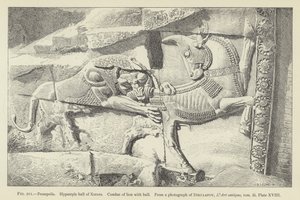 Persepolis, Hypostyle Hall of Xerxes, combat of lion with bull by French School