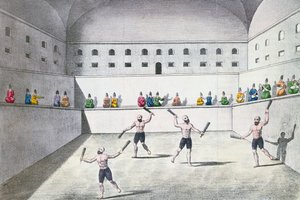 Persian Athletes Exercising in a Gymnasium, c.1820 by French School