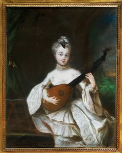 Lady with Guitar by Antoine Pesne by French School