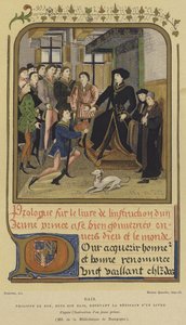 Philip the Good, Duke of Burgundy, Seated on a Dais Receiving a Book, 15th Century by French School