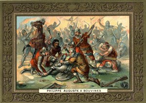 Philippe Auguste in Bouvines in 1214. 19th century chromolithography Coll. Bianchetti